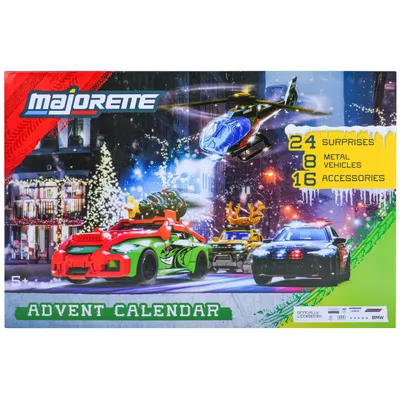 Adventskalender med 8 bilar (1 st Volvo V90) och 16 tillbehör - 2025 - Majorette