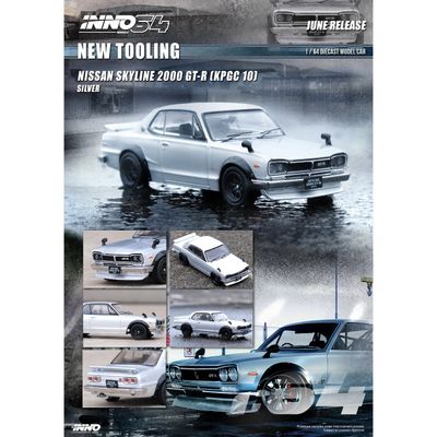 Nissan Skyline 2000 GT-R (KPGC10) - Silver - Inno64 - 1:64