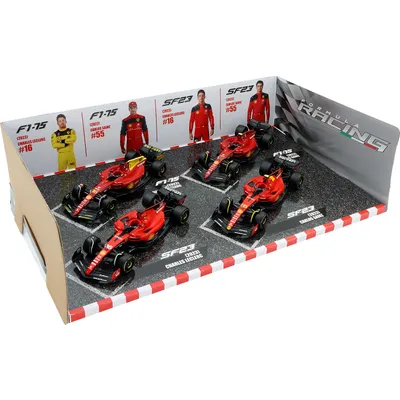 Ferrari - 4 st F1-bilar - Leclerc och Sainz - Bburago - 1:43