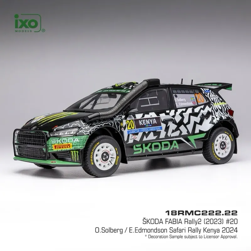 Skoda Fabia RS Rally2 - Solberg / Edmondson - Rally Kenya 2024 - Ixo - 1:18