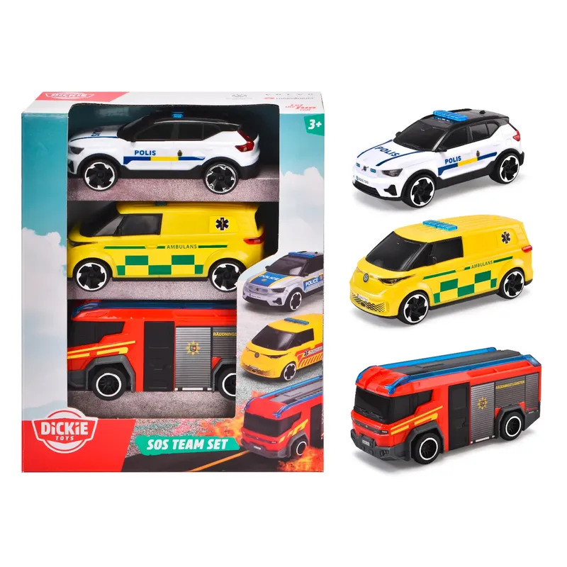 SOS Team Set - XC40, ID. Buzz och Rosenbauer - Dickie Toys