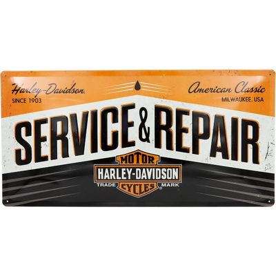 Harley-Davidson - Service & Repair - Plåtskylt - 50x25 cm