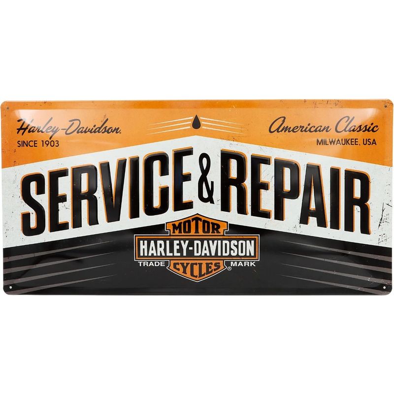 Harley-Davidson - Service & Repair - Plåtskylt - 50x25 cm