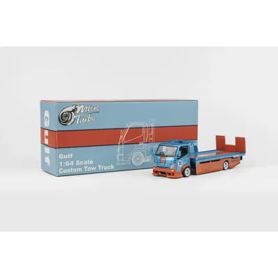 Custom Flatbed Tow Truck - Gulf - Micro Turbo - 1:64