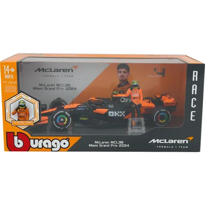 McLaren MCL38 - Bil och Norris samlarfigur - Bburago - 1:24