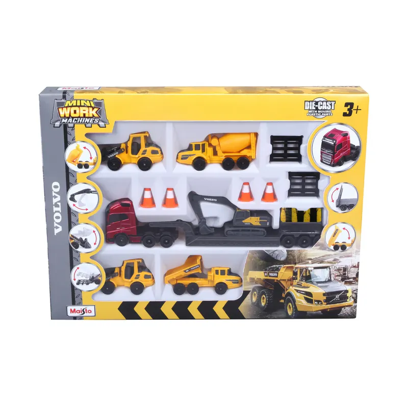 6-pack Volvo-byggfordon - Maisto - 7 cm