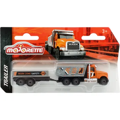 Mack Granite - Tipplastbil med släp - Trailer - Majorette
