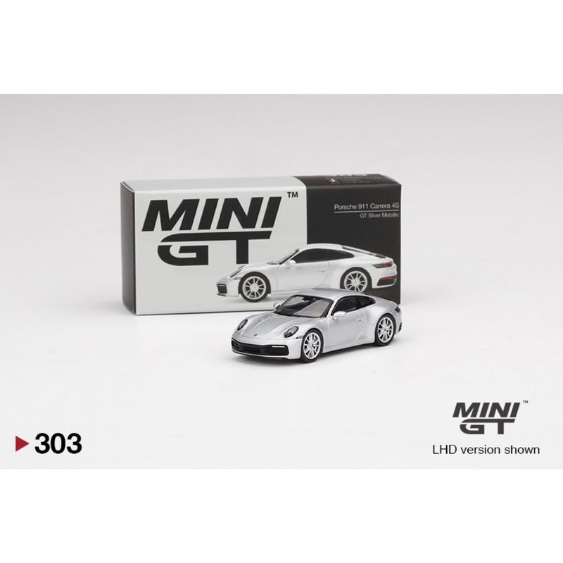 Porsche 911 Carrera 4S - Silver - 303 - Mini GT - 1:64