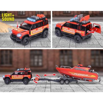 Land Rover Fire Rescue + Boat - Majorette Grand Series