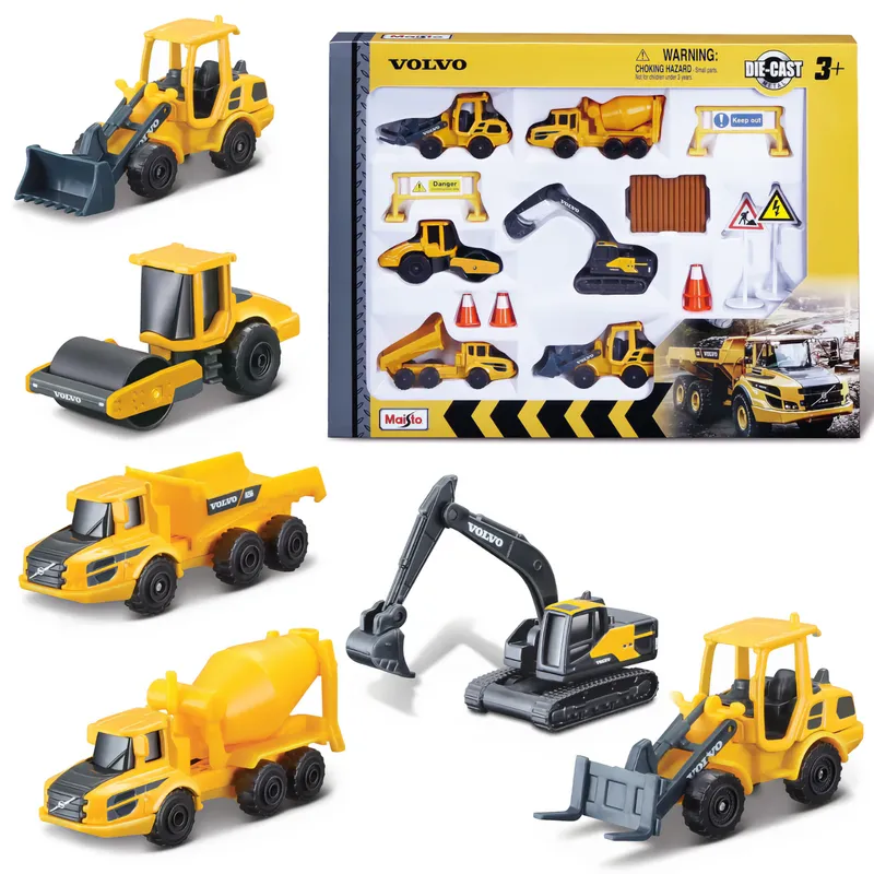 6-pack Volvo-byggfordon med tillbehör - Maisto