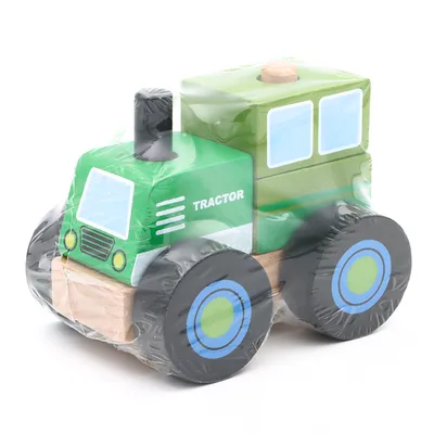 Stapelbar traktor i trä - Grön - Small Foot