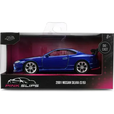 2001 Nissan Silvia (S15) - Blå - Pink Slips - Jada - 13 cm