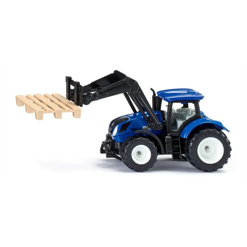 New Holland T7.315 med pallgaffel + pall - Blå - Siku - 6 cm