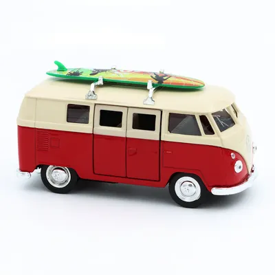 Volkswagen T1 Bus - 1963 - Röd med surfbräda - Welly - 11 cm