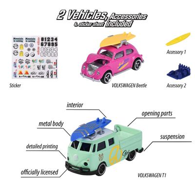 Volkswagen T1 + Beetle - Volkswagen The Originals - Majorette