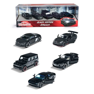 SKADAD FÖRPACKNING - Majorette Black Edition Giftpack - 5 svarta leksaksbilar