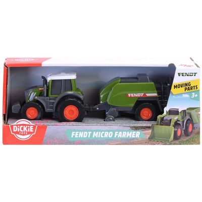 Traktor med balpress - Fendt Micro Farmer - Dickie Toys