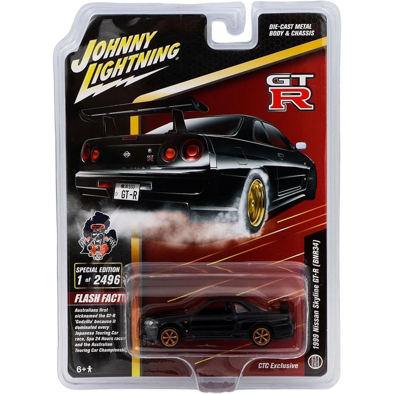 1999 Nissan Skyline GT-R (BNR34) - Svart - Johnny Lightning - 1:64