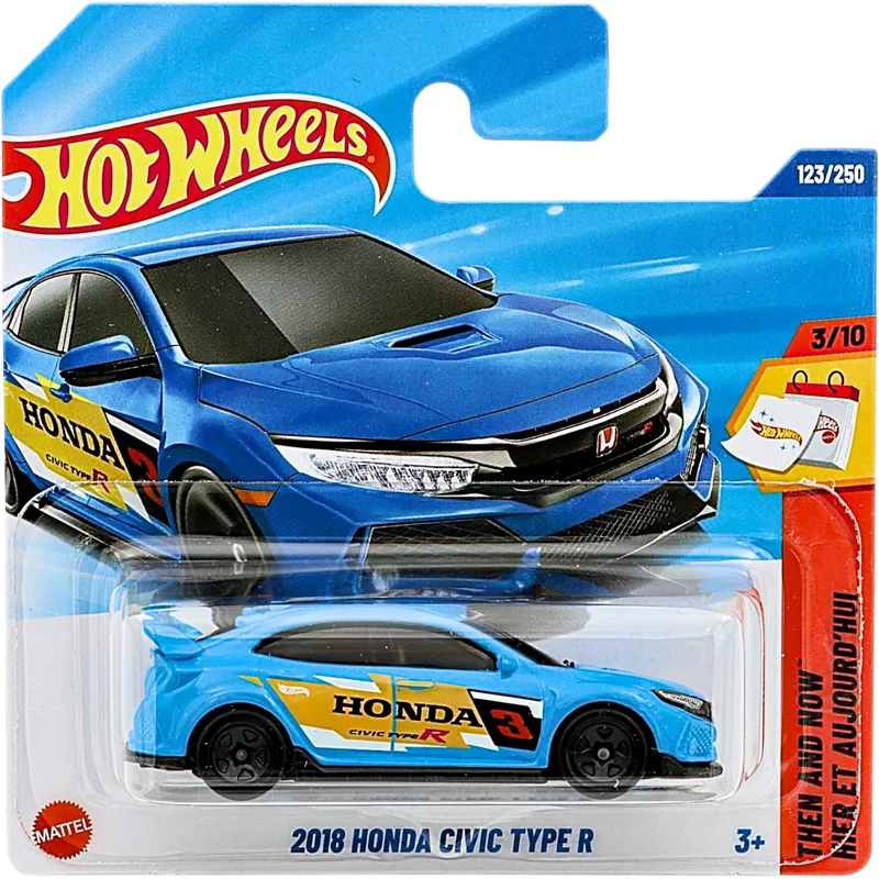 2018 Honda Civic Type R - Blå - Then And Now - Hot Wheels