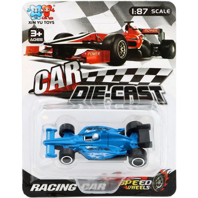 F1-bil som leksak i olika färger - 7,5 cm - Blå med flames