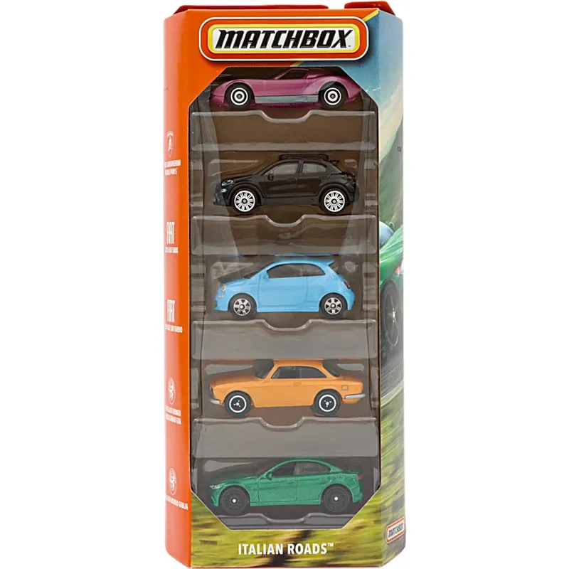Italian Roads - 5-pak med italienske legetøjsbiler - Matchbox