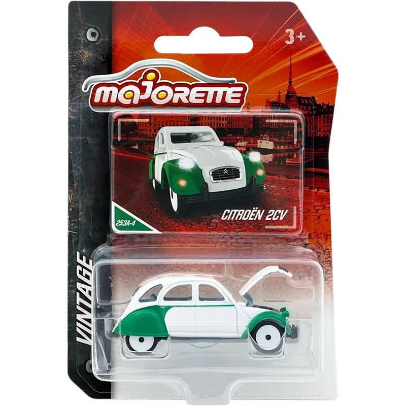 Citroën 2CV - Vit / Grön - Vintage - Majorette - 7 cm