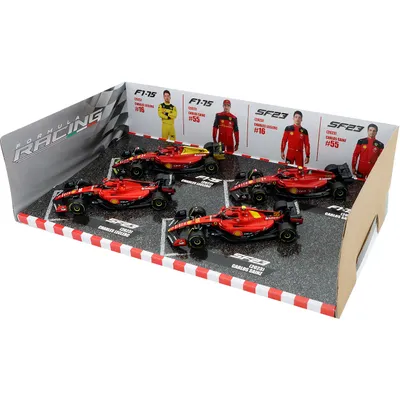 Ferrari - 4 st F1-bilar - Leclerc och Sainz - Bburago - 1:43