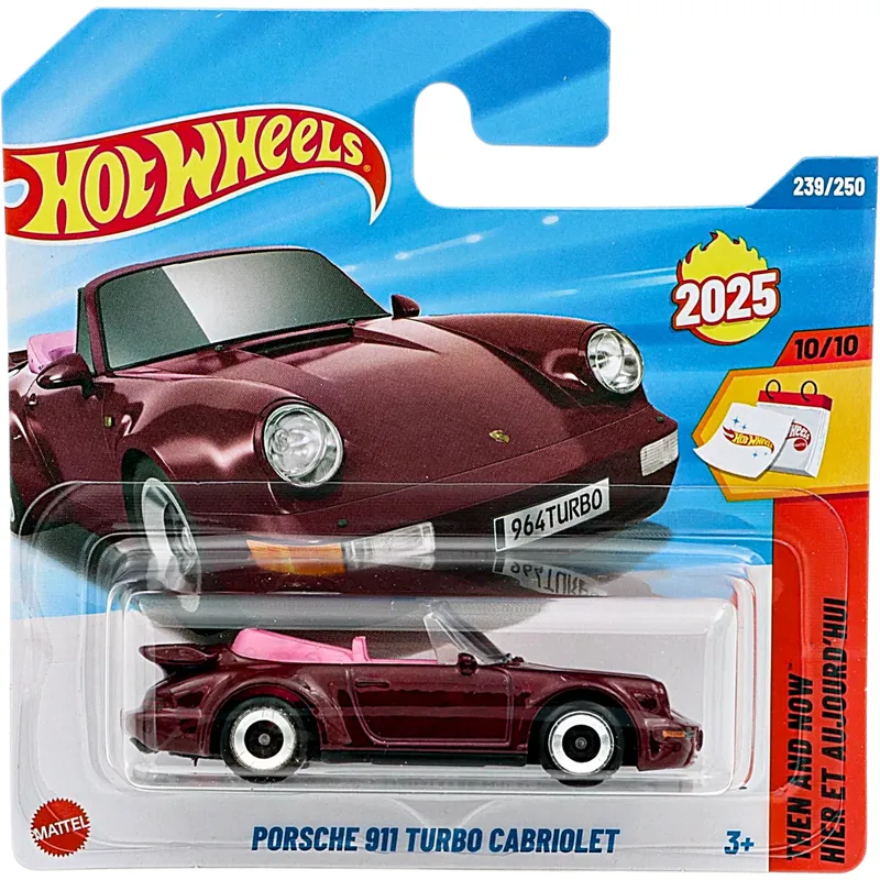 Porsche 911 Turbo Cabriolet - Vinröd - Then And Now - Hot Wheels