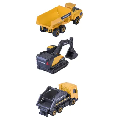 Volvo arbetsfordon - Grävmaskin, dumper, containerbil - Majorette