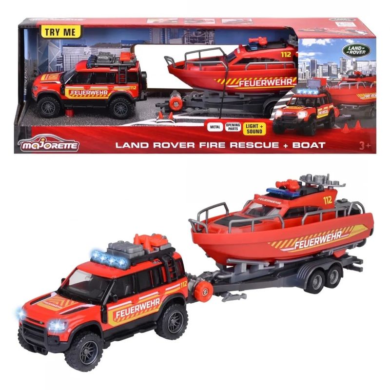 Land Rover Fire Rescue + Boat - Majorette Grand Series