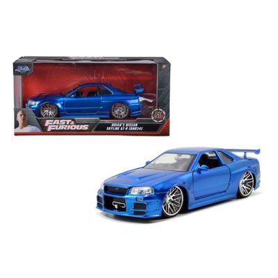 Brian's Nissan Skyline GT-R (BNR34) - Blå - Jada Toys - 1:24