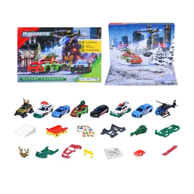 Adventskalender med 8 bilar (1 st Volvo V90) och 16 tillbehör - 2025 - Majorette