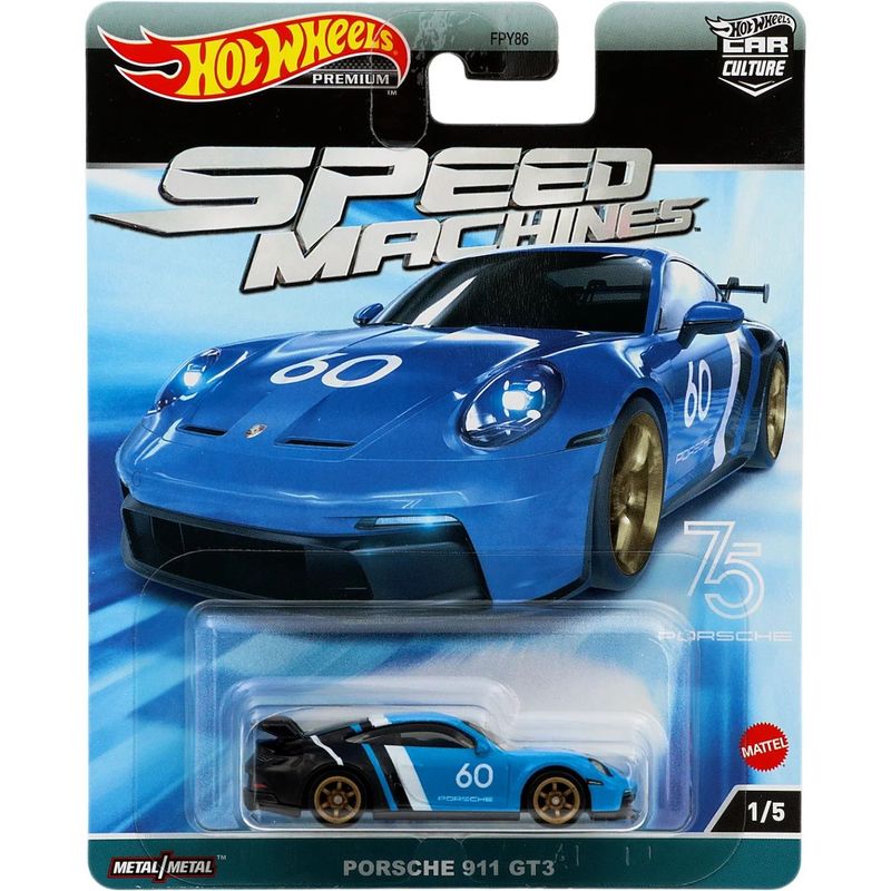 Porsche 911 GT3 - Speed Machines 1/5 - Blå - Hot Wheels