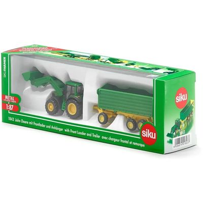 John Deere 6920 S med frontlastare och trailer - Siku - 1:87