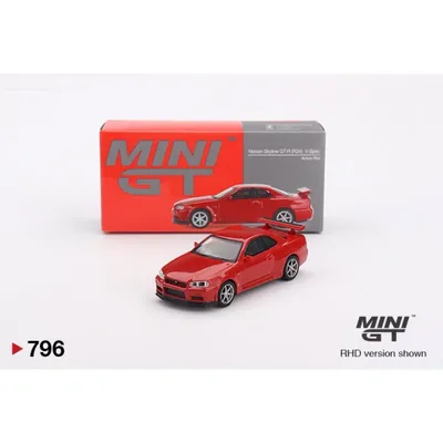 Nissan Skyline GT-R (R34) V-Spec - Röd 781 - Mini GT - 1:64