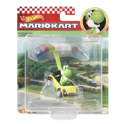 Yoshi - Sports Coupe + Parafoil - Mario Kart - Hot Wheels