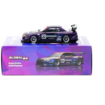Nissan Skyline (R32) Widebody - Lila - Tarmac Works - 1:64