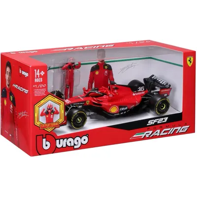 Ferrari SF-23 - Bil och Leclerc samlarfigur - Bburago - 1:24