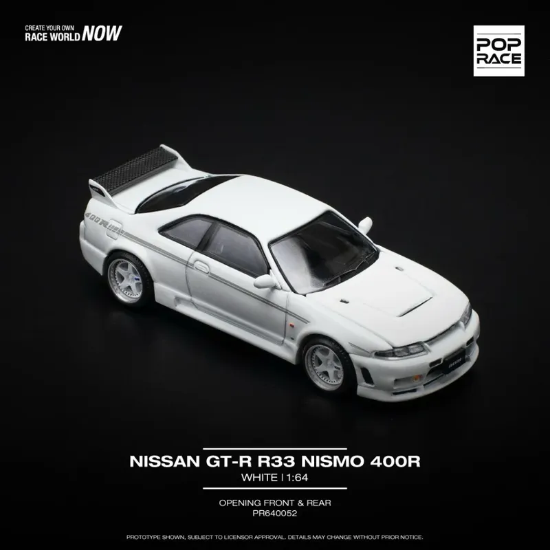 Nissan Skyline GT-R R33 Nismo 400R - Vit - Pop Race - 1:64