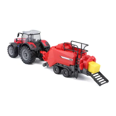 Traktor med balpress - Massey Ferguson 8740S - Bburago