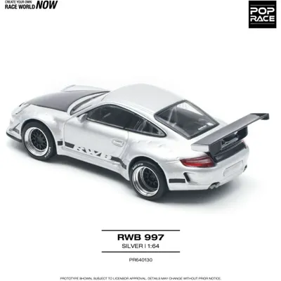 Porsche 997 RWB - Silver - Pop Race - 1:64