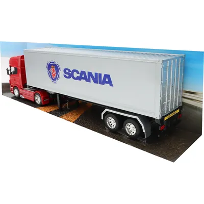 Scania V8 R730 med trailer - Röd - Welly - 1:32 - 49 cm
