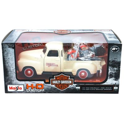 Chevy 3100 Pickup + HD FLSTS Heritage Springer - Maisto 1:24