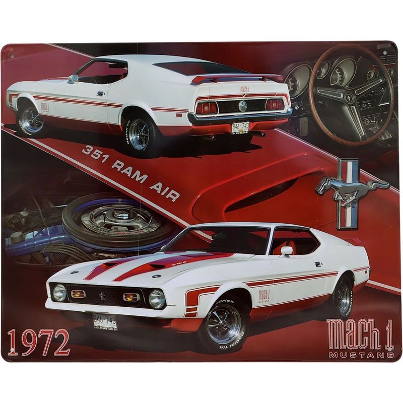 Mustang Mach 1 - 351 RAM AIR - 1972 - Plåtskylt - 38x31 cm