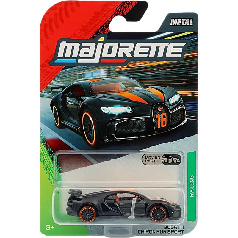 Bugatti Chiron Pur Sport - Svart - Racing Premium Cars - Majorette - 7 cm