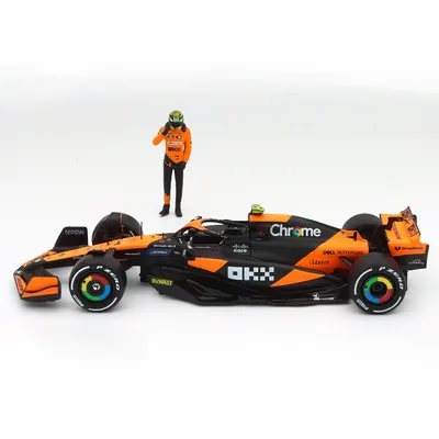 McLaren MCL38 - Bil och Norris samlarfigur - Bburago - 1:24