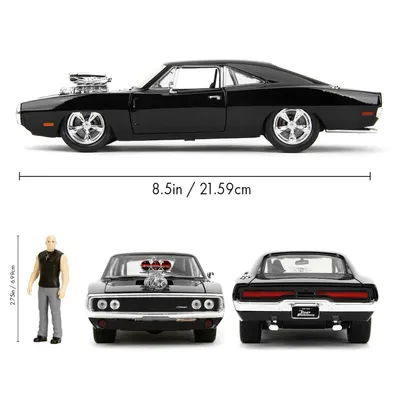 Dom & 1970 Dodge Charger R/T - Svart - Fast & Furious - Jada - 1:24
