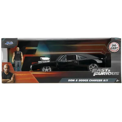 Dom & 1970 Dodge Charger R/T - Svart - Fast & Furious - Jada - 1:24