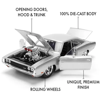 1970 Dodge Charger - Silver Finish - Fast & Furious - Jada - 1:24