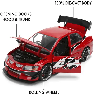 Mitsubishi Lancer Evolution IX - Röd - Fast & Furious - Jada - 1:24